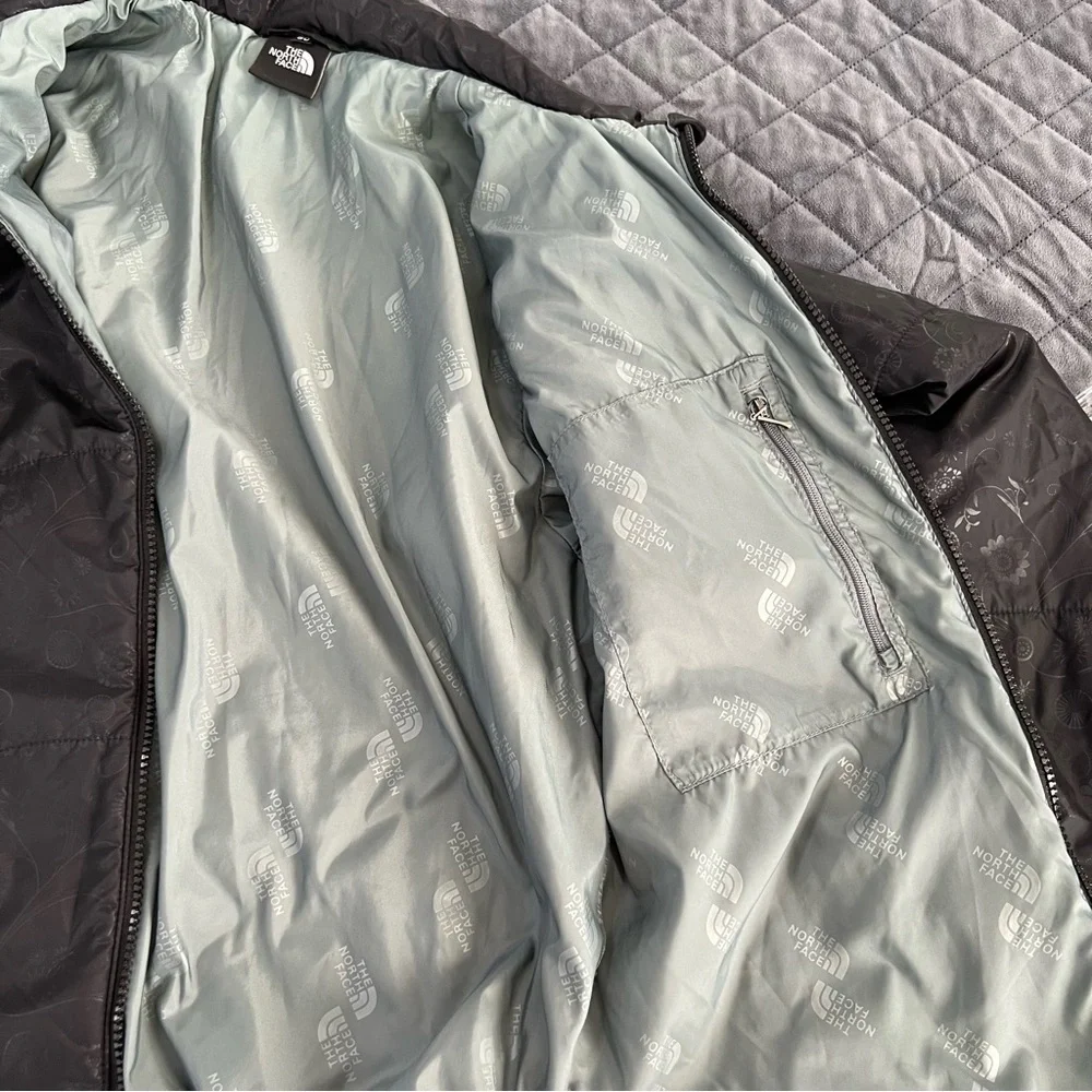 The North Face Jacket Coat Girls Large Floral Puffer Black Zip Up Soft Shell C1